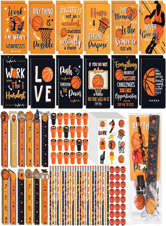 Capoda 168 Pcs Basketball Birthday Party Favors Basketball Treats for Team Goodie Bags Stuffers Student Prizes Mini Notebook Pencil Stamp Sticker Stationery Set for Classroom Rewards Birthday Gift - Image 1